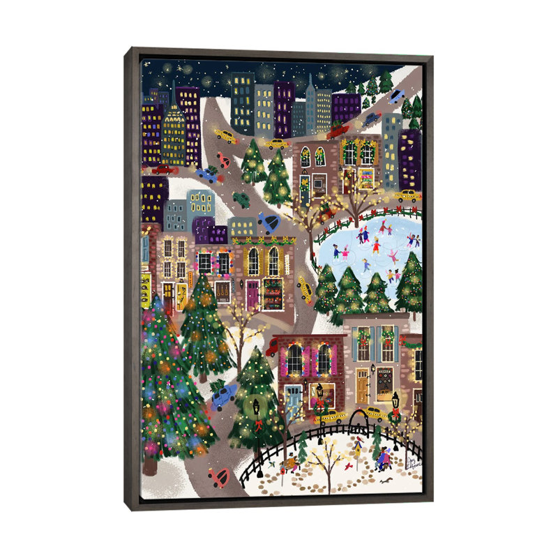 Sparkling City - reproduction d'art murale - toile encadrée, Gris