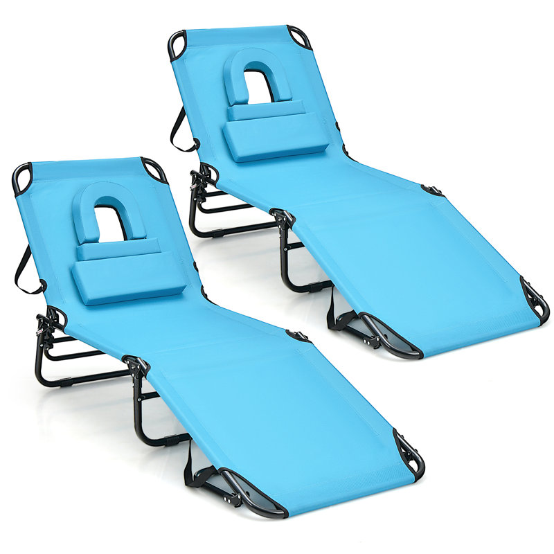 Avaiya Outdoor Metal Chaise Lounge Set, Light Blue