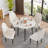 Lexxi Round Stone Top with Iron Base Dining Table-467813079