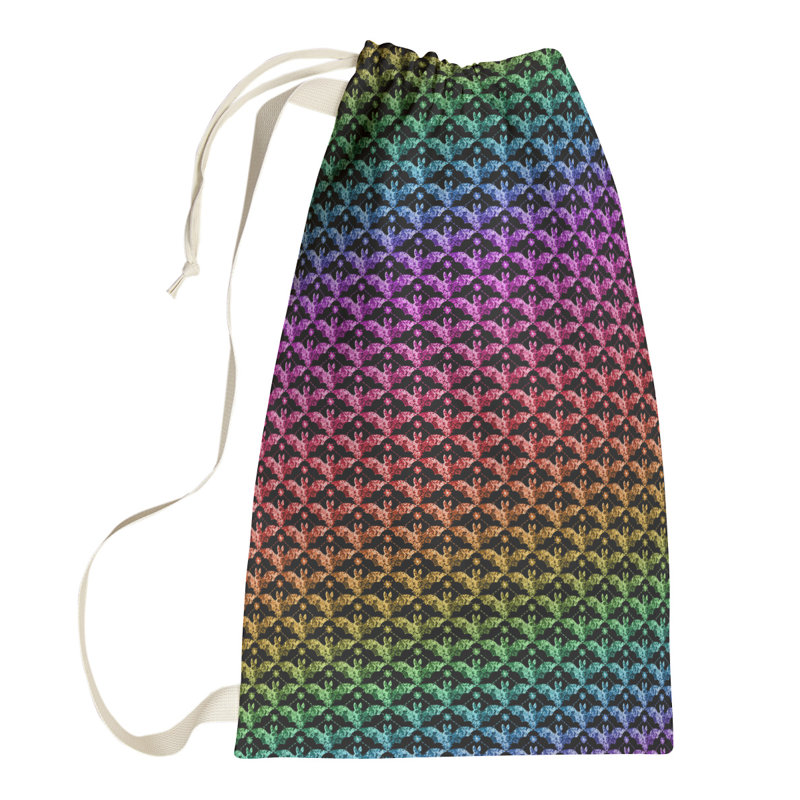 Sac à linge Bats, Petit (H 64 po x l 20 po x P 1,5 po), Vert / rouge / rose