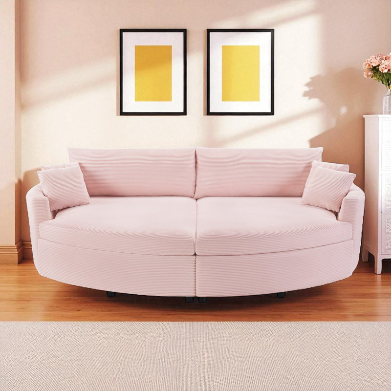 Double chaise longue surdimensionnée avec ports USB, Rose