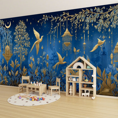 Papier peint adhésif auto-adhésif moderne pour la chambre à coucher avec îlots de jardin éthéré L 69 po x l 96 po Peel and Stick