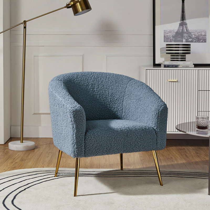 Fauteuil demi-tonneau Dawson, Bleu 100% polyester