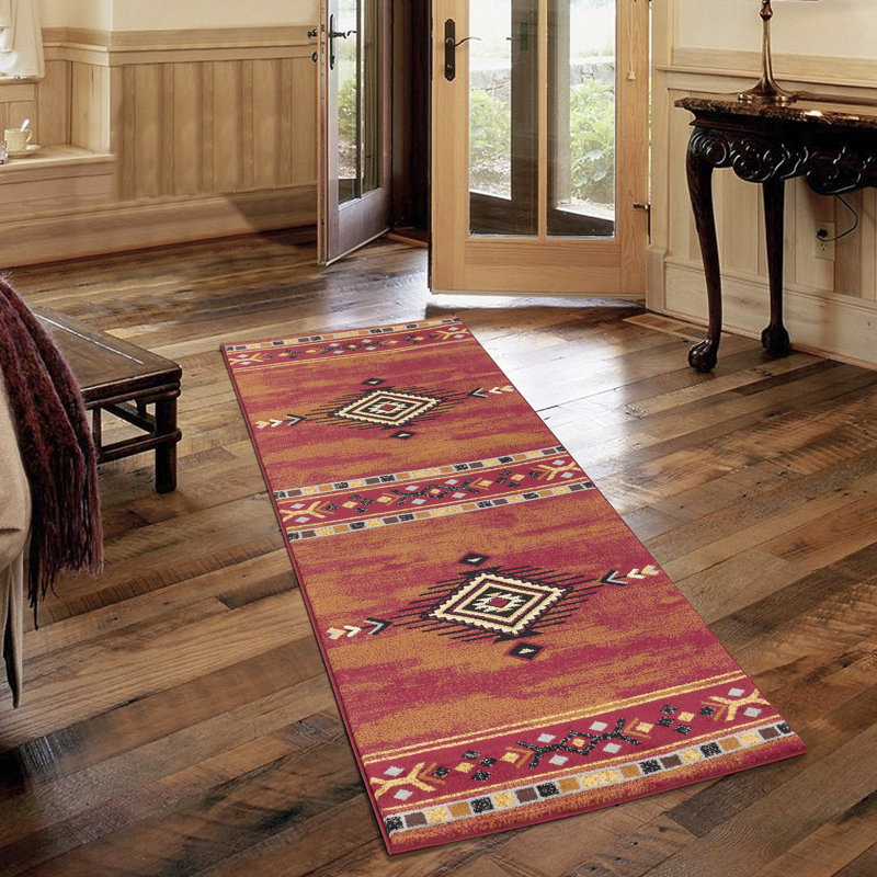 Southwest Area Rug, Red, Runner 2'7" x 7'3"