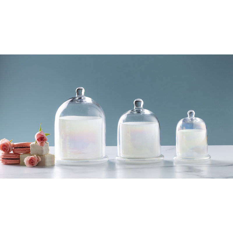 Pot en verre blanc 6 po avec cloche, H 5 po x l 3,5 po x P 3,5 po
