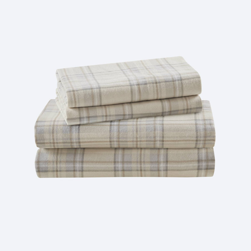 Woolrich Cotton Flannel Andrews 100% Cotton Flannel Printed 4-Piece King Sheet Set, King Sheet Set with 2 Pillowcases