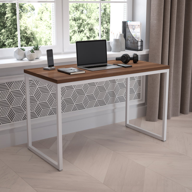 Antawan Commercial Grade Office Computer Desk and Home Office Desk, 29.5" H x 47.25" W x 23.5" D, Mahogany/Black