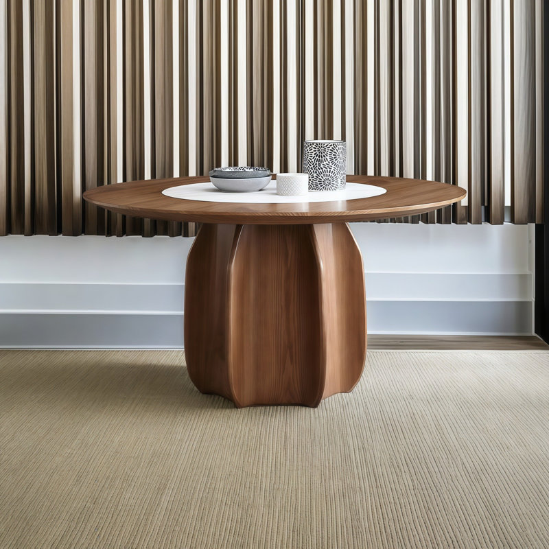 Round Solid Wood Dining Tables with Turntable, 29.50"H x 47.20"L x 47.20"W
