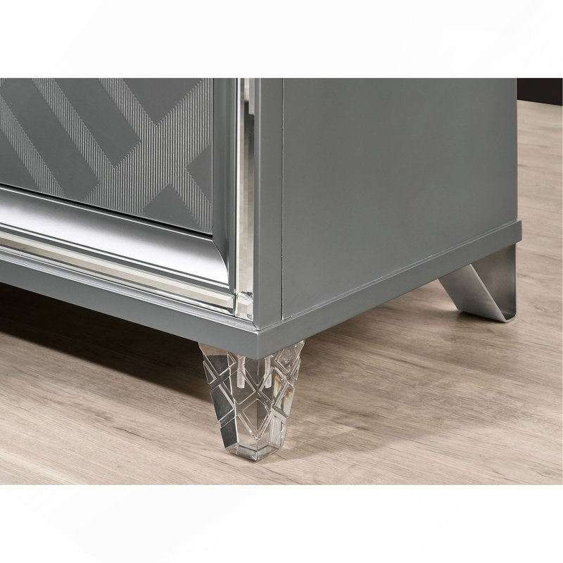 Commode 5 tiroirs Fariyah, Argent