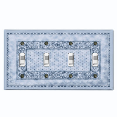 Elegant Green Carpet Rug Print Nature Themed 4 - Gang Toggle Light Switch Standard Wall Plate