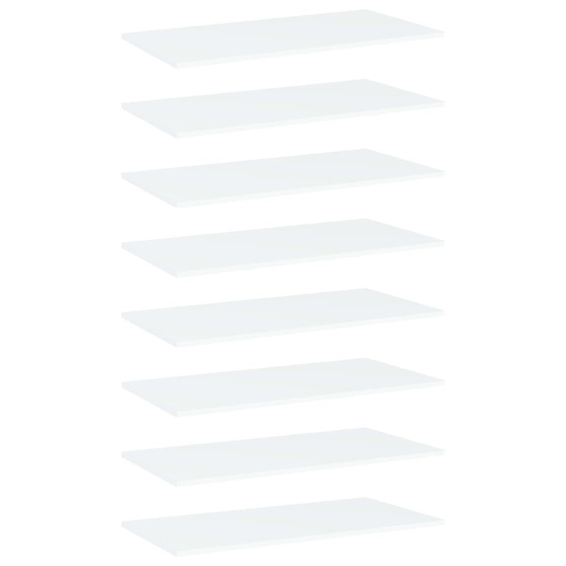 Tablettes pour bibliothèque 8 pièces en bois d'ingénierie, (8 tablettes) H 0,6 po x l 31,5 po x P 19,7 po, Blanc