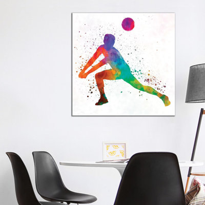 Volley Ball Player Man In Watercolour III by Paul Rommer - Wrapped Canvas Print