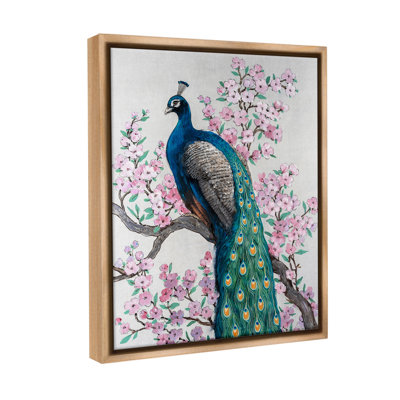 "Peacock And Cherry Blossoms" par Tim Ottoole sur toile
