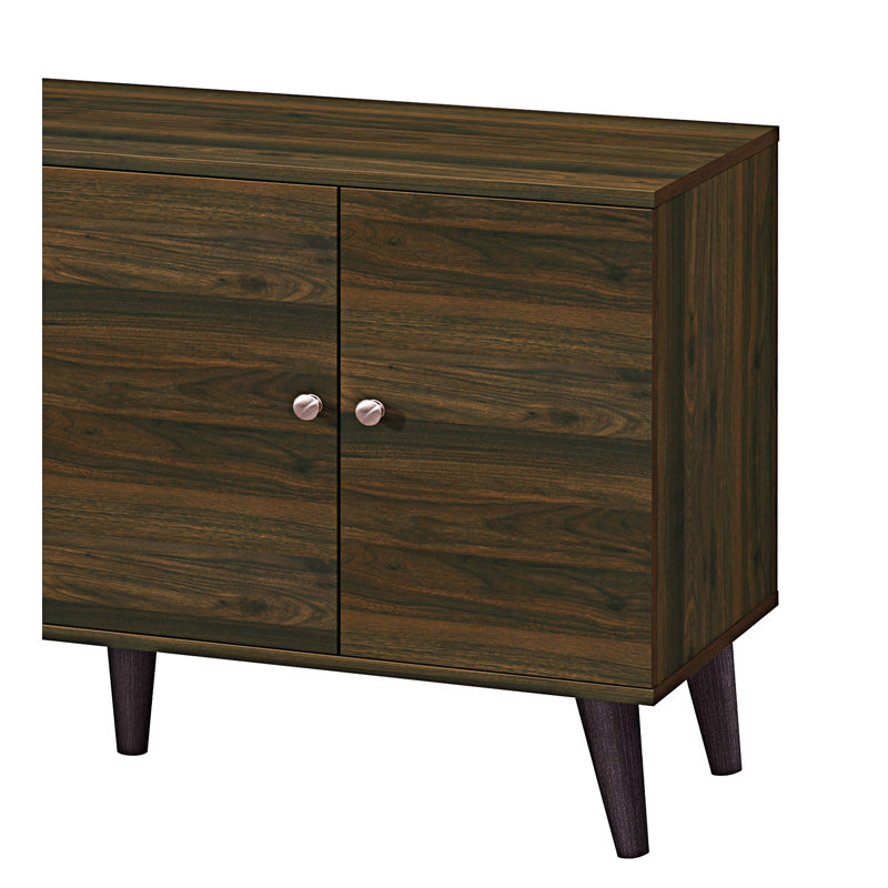 TV Stand Entertainment Centre With  Storage Shelves And Cabinet, 25.63"H x 47.33"L x 15.23"W, Walnut