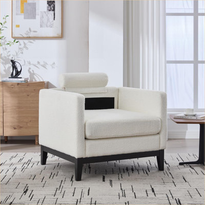 Fauteuil de style campagnard de 35,4 po de large avec accoudoirs simples et 2 traversins pour le salon et le bureau