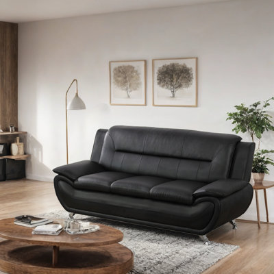 79'' Faux Leather Minimalist Sofa