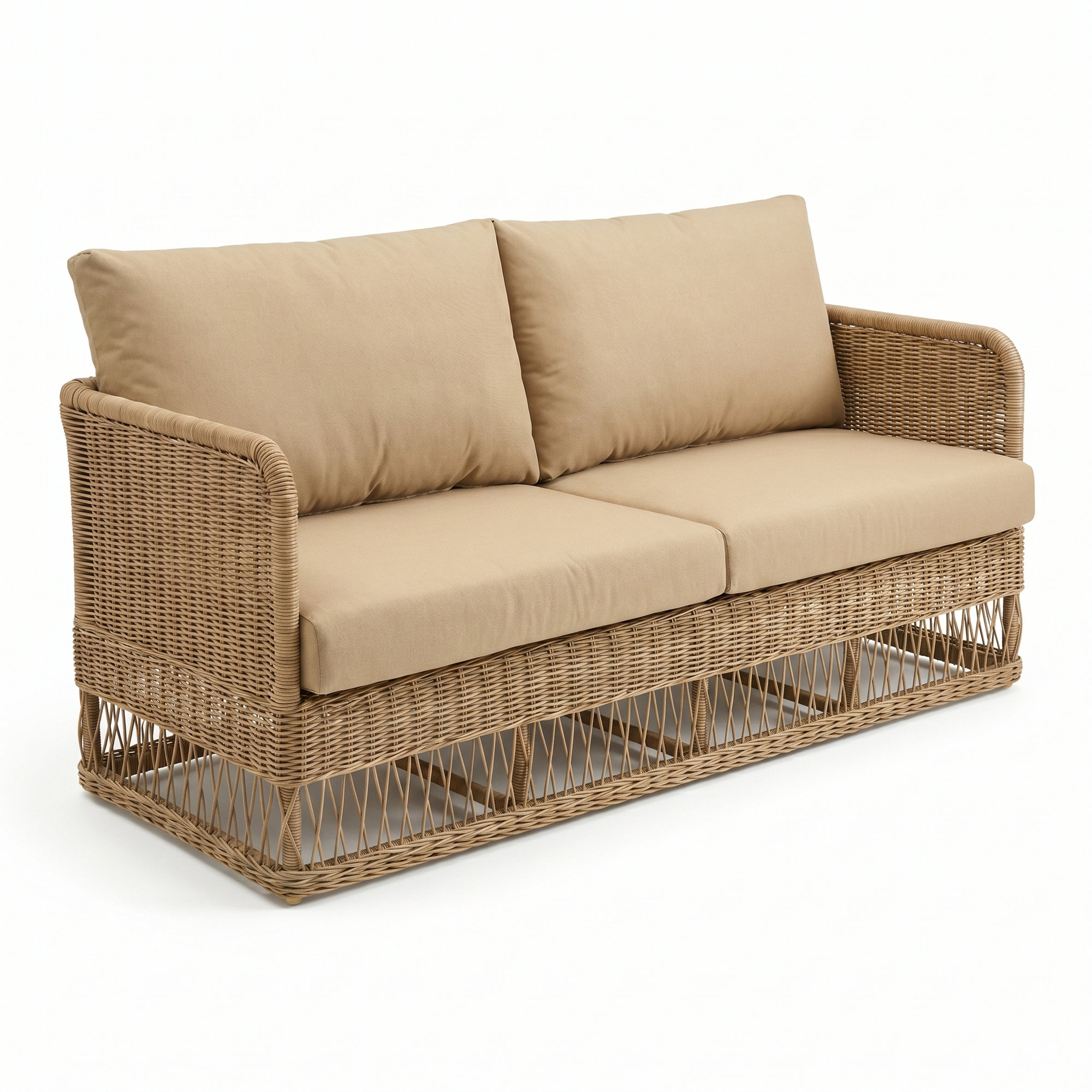 Margot Natural Outdoor Patio Sofa, Brown, Canvas Beige