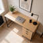 Wisbech 3 Drawer Oak Effect Metal Base Computer Desk