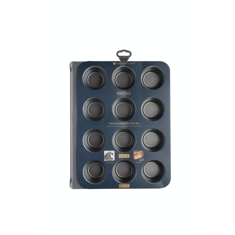 MasterClass Smart Stack 12 Cup Non-Stick Carbon Steel Muffin Pan with Lid