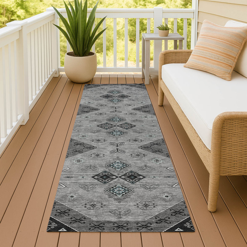 Tapis lavable à la machine intérieur / extérieur ACN2565, Gris anthracite, Tapis de couloir 2 pi 3 po x 7 pi 6 po