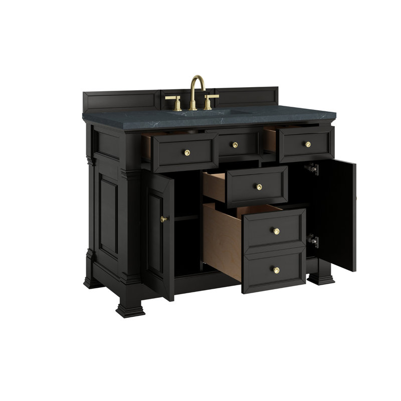 Brookfield 48'' W Single Vanity, Charcoal Soapstone, Black Onyx, Widespread