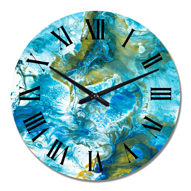 Horloge murale moderne bleue et blanche, Moyen