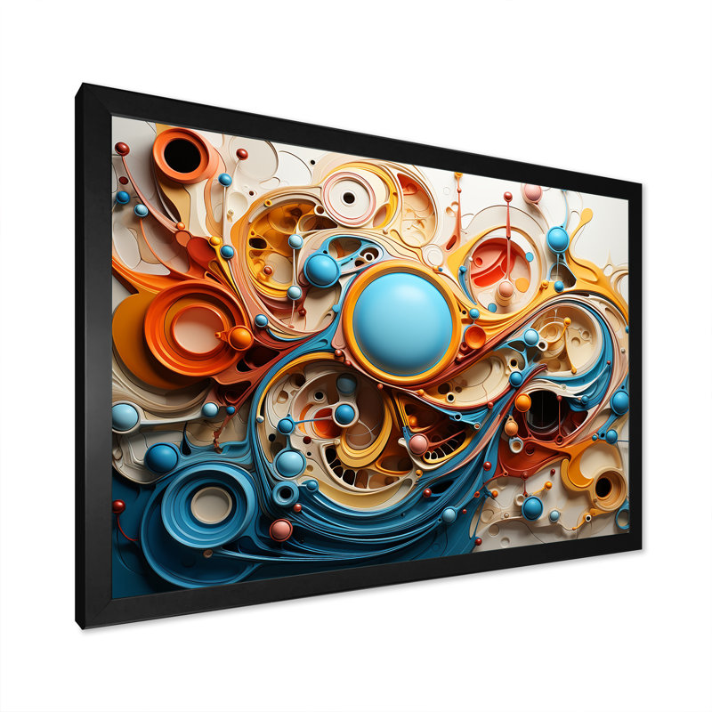 Surréalisme, formes d'imagination sur toile, H 30 po x l 40 po x P 1,5 po, Cadre photo noir