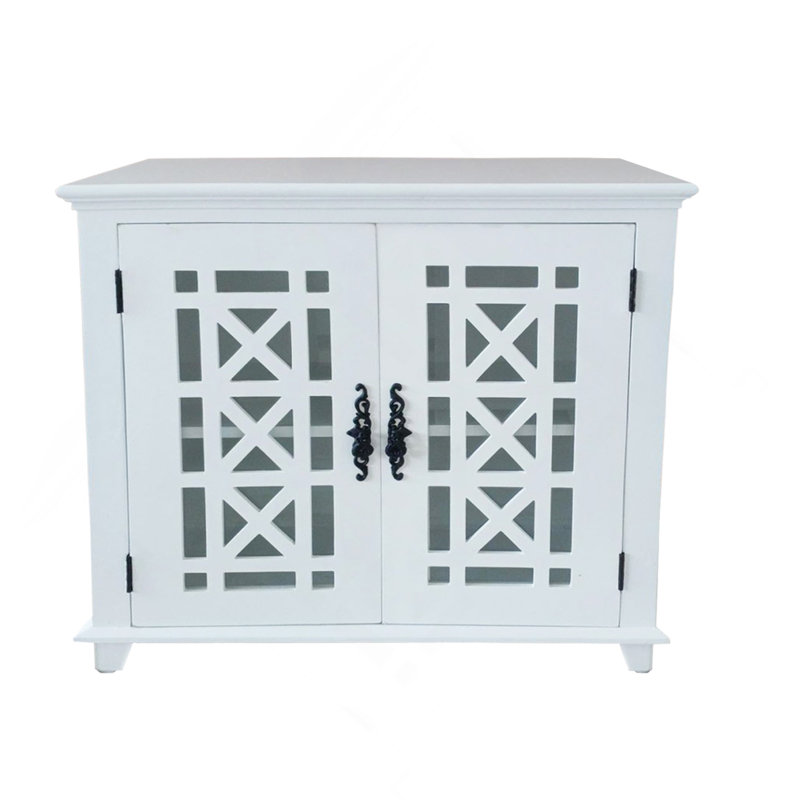 Armoire en bois massif avec porte et tablette en verre Leroy
