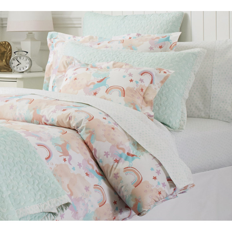 Ensemble de draps en coton 200 fils Unicorn, Ensemble de draps pour lit simple + 1 drap-housse 
