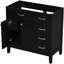 Base d'armoire de salle de bain de 36 po seulement. Moderne noir avec tiroirs. Fabrication en bois massif. Rangement pour l'eau. Meuble et meuble requis pour l'assemblage. Mobilier imperméable.-75453236-75453238
