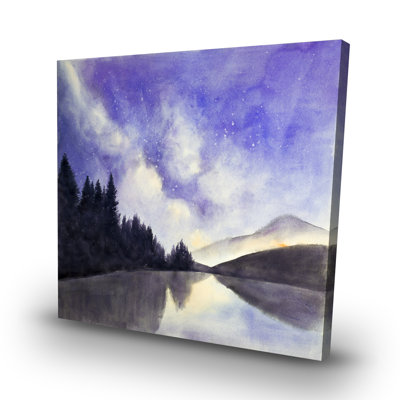 Starry view on the lake - 32"x32" art on canvas