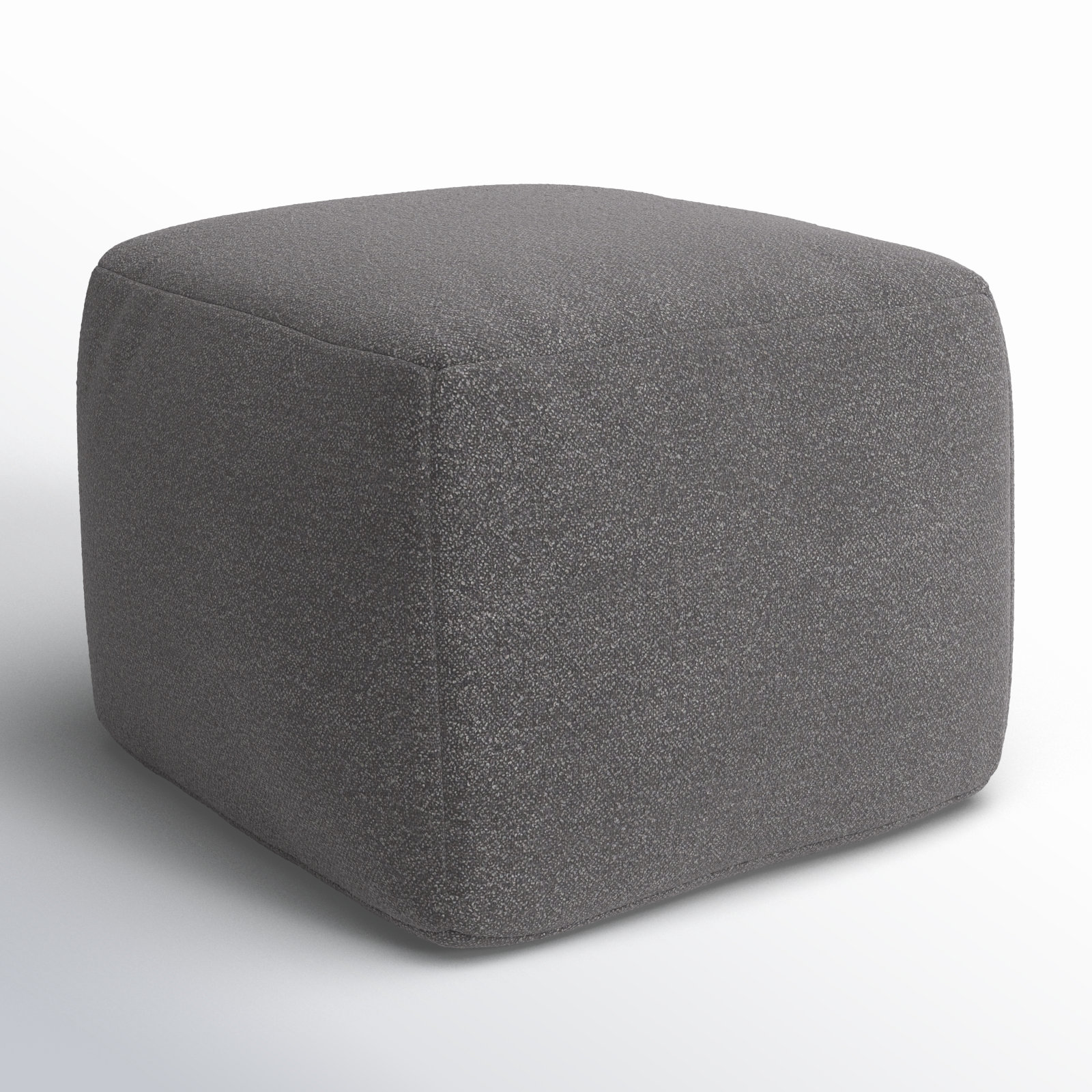 Inaki Upholstered Pouf, Charcoal Boucle