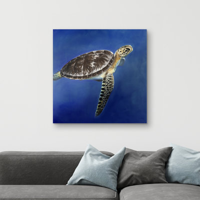 Turtle in the ocean - 32"x32" art on canvas