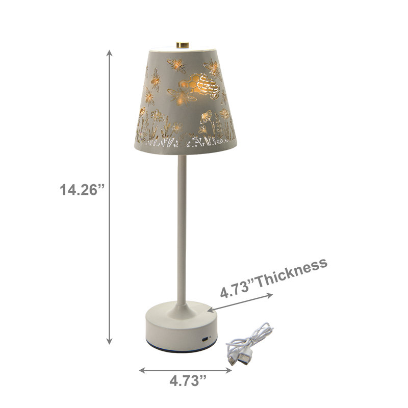 Lampe abeille à DEL usb en métal découpé empire dans le jardin crème, Beige, Beige