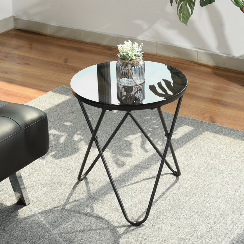 Jyhiem Glass Top Cross Legs End Table