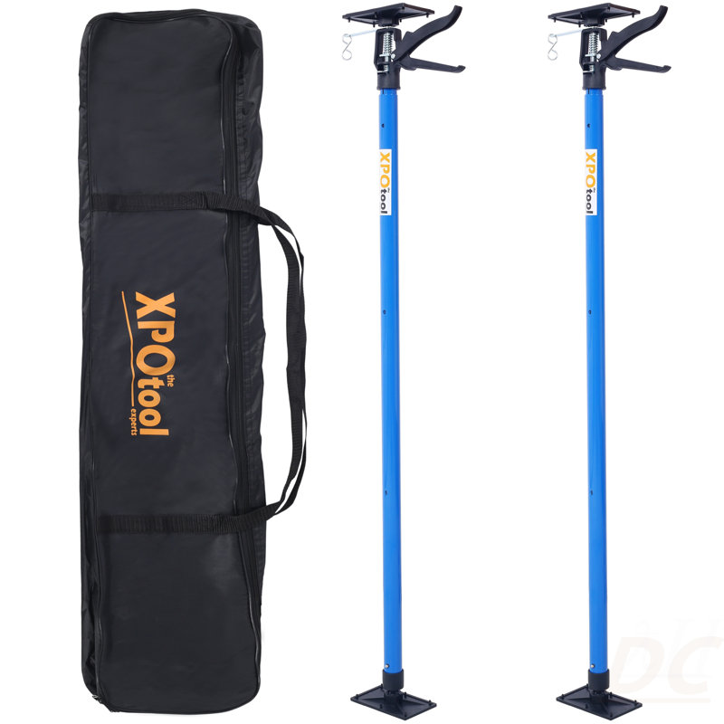 Barre de support réglable 2Pack, système de support à la main en acier 3Rd, tige de support pour les barres d'appui, cloisons sèches, crics d'armoire pour l'installation d'armoires, s'étend de 45 à 114 pouces, avec sac de transport
