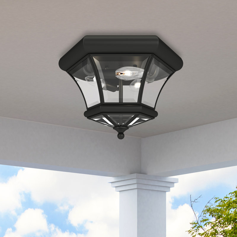Alexavier Outdoor Flush Mount, Antique Brass, 7.5" H x 12.5" W x 12.5" D