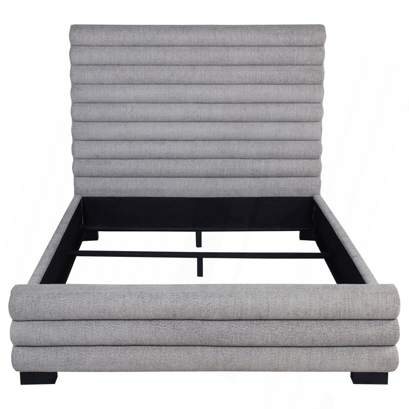 Grand lit tapissier gris