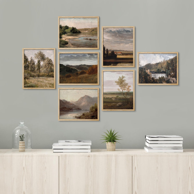 «Autumn Rustic Abstract Nature Landscape Nature Wilderness» 7 pièces sur papier, H 14 po x l 11 po, Naturel