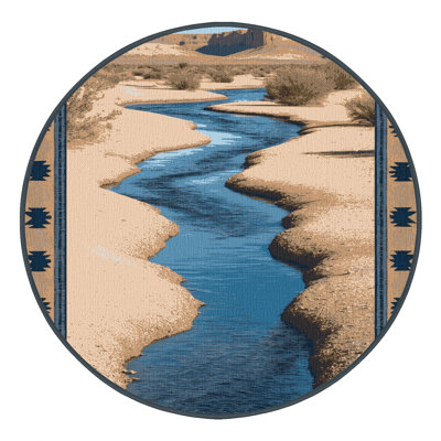 Washable Arroyo Stream Southwestern Area Rug