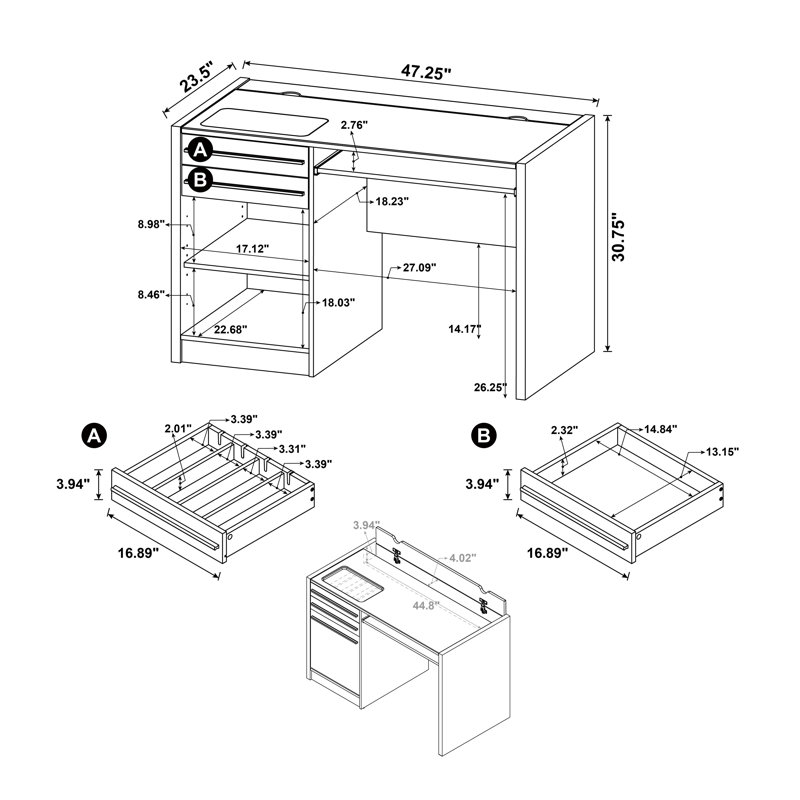 Maxim Cappuccino 2-Drawer Computer Desk