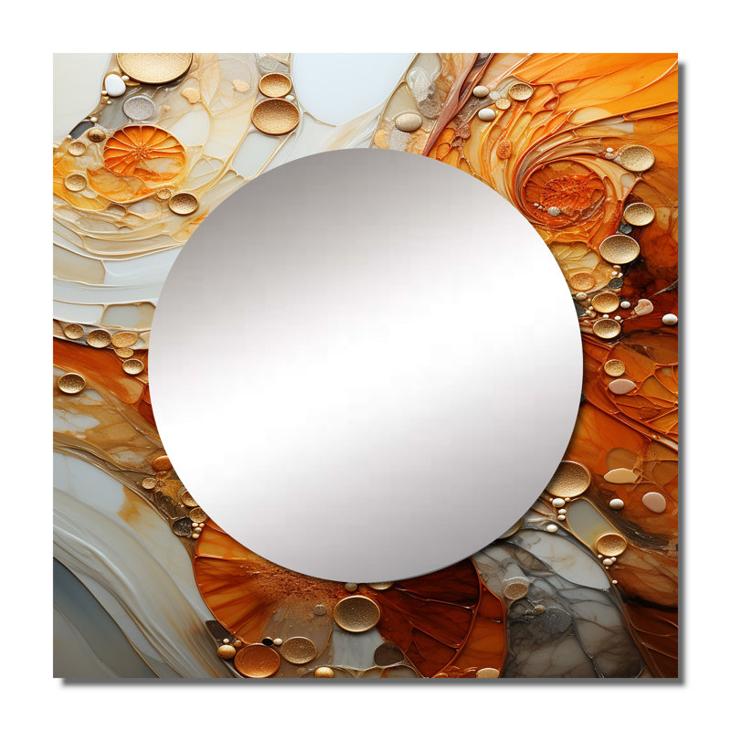 Encaustic Spirals I - Art mural abstrait miroir carré pour salle de bain, 23 po x 23 po