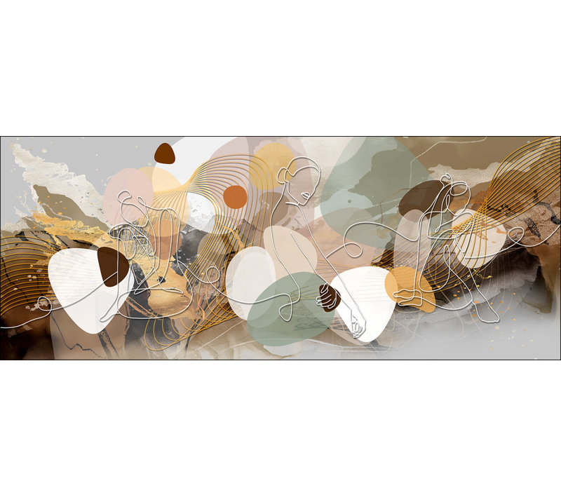Line Art Woman V - No Frame Panoramic Print on Float Glass, 50cm H x 125cm W x 1.4cm D
