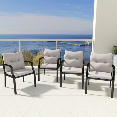 Aluminum Outdoor Dining Armchair With Cushion(Set Of 4)