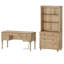 Ensemble de bureau 2 pièces, bureau double 56 "et bibliothèque avec tiroirs, chêne
