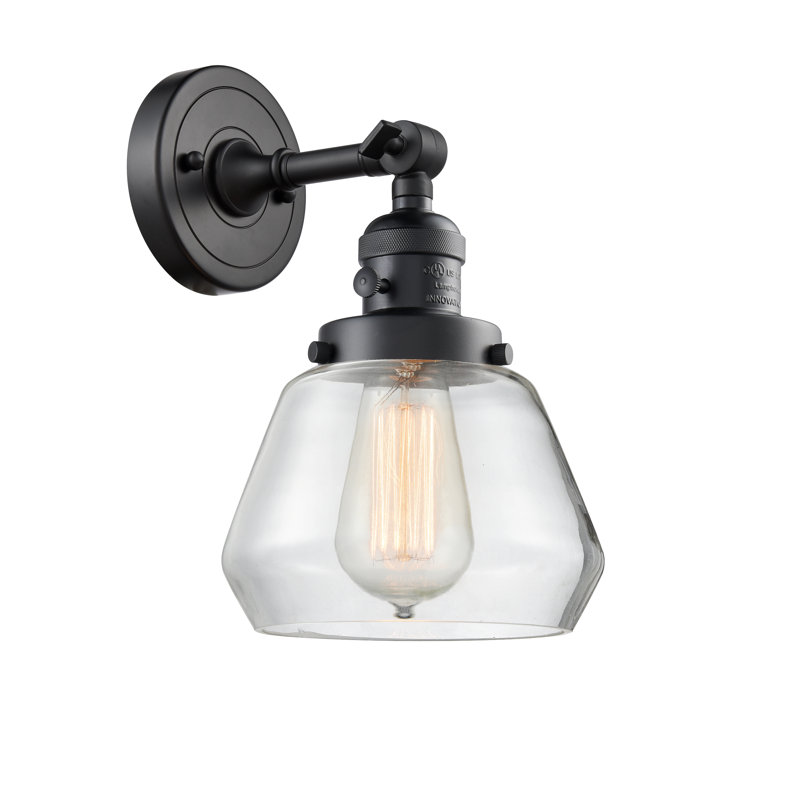Applique murale à bras 1 lumière Chill, Ampoule incandescente rétro de 60 watts, Transparent, Noir mat