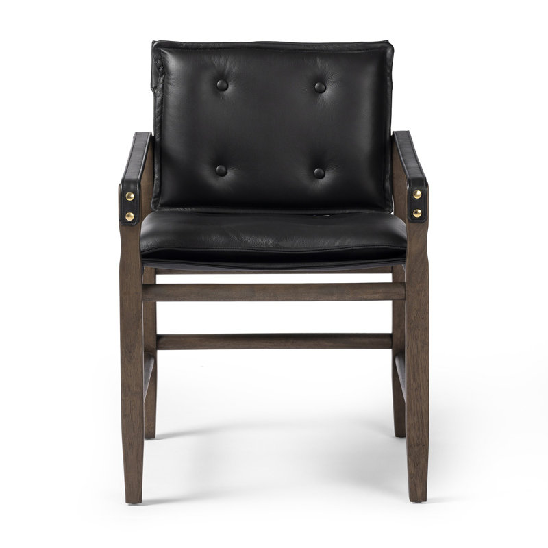 Lenz Leather Arm Chair, Black