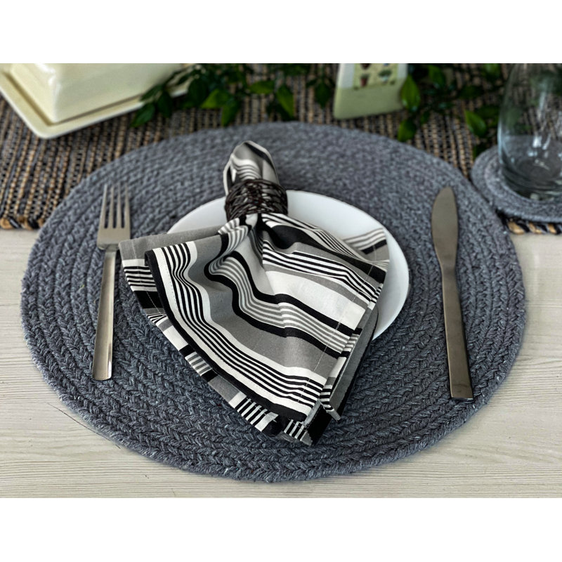Cotton Round Placemat, Charcoal
