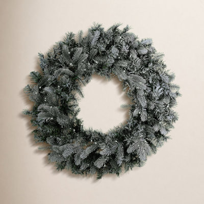 Vickerman Frosted Douglas Fir Artificial Pre-Lit Wreath, Warm White 3mm LED Wide Angle Lights