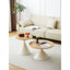 Table basse ronde blanche et bois